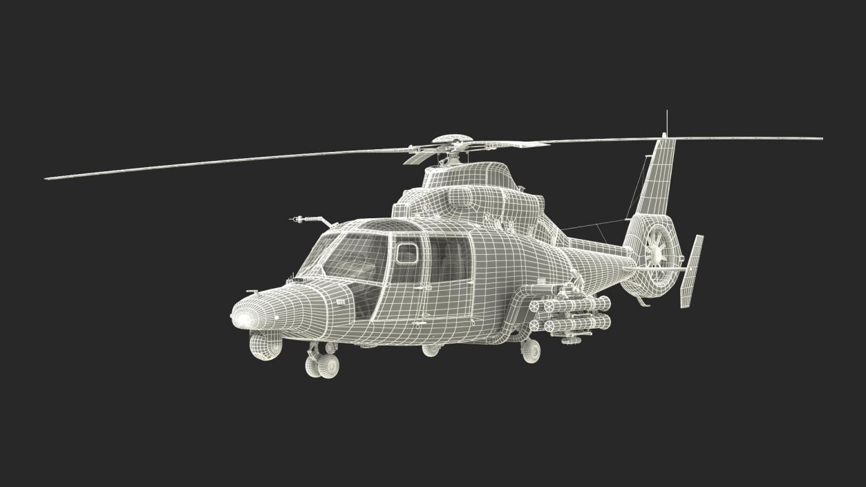 Military Harbin Z-9WZ with Missile 3D model