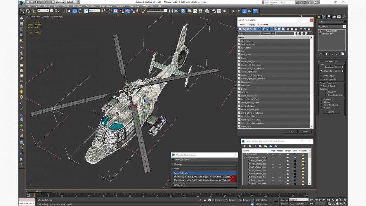 Military Harbin Z-9WZ with Missile 3D model