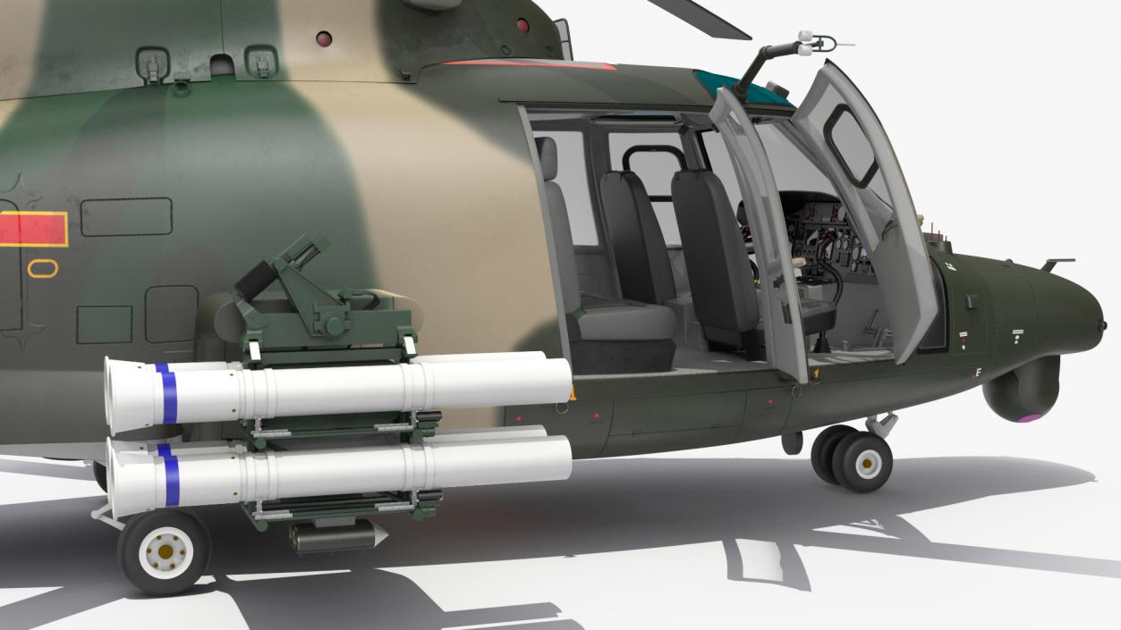 Military Harbin Z-9WZ with Missile 3D model