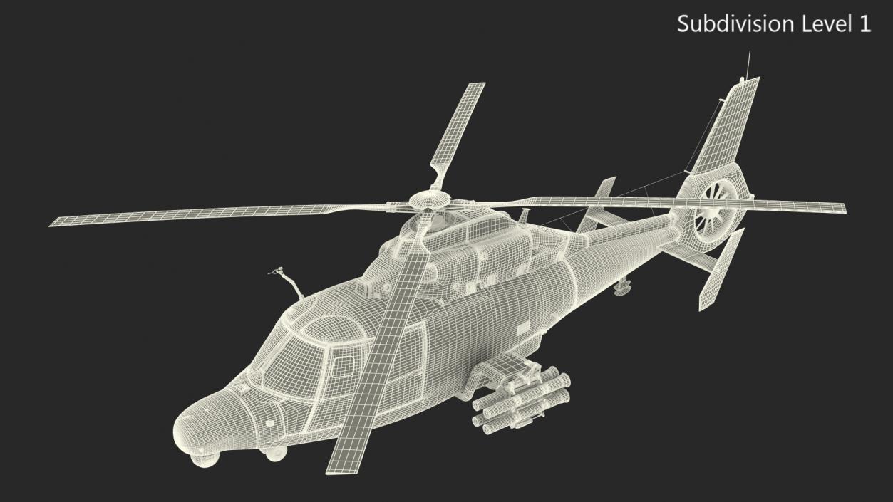 Military Harbin Z-9WZ with Missile 3D model