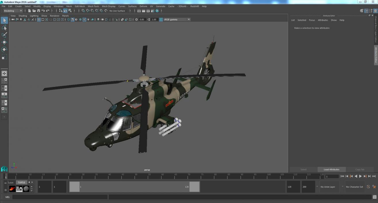 Military Harbin Z-9WZ with Missile 3D model