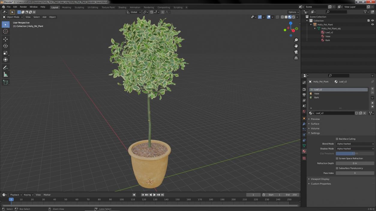 3D model Holly Pot Plant