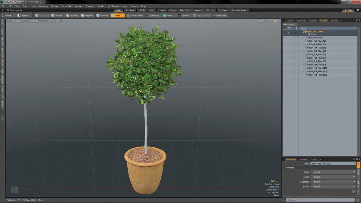 3D model Holly Pot Plant