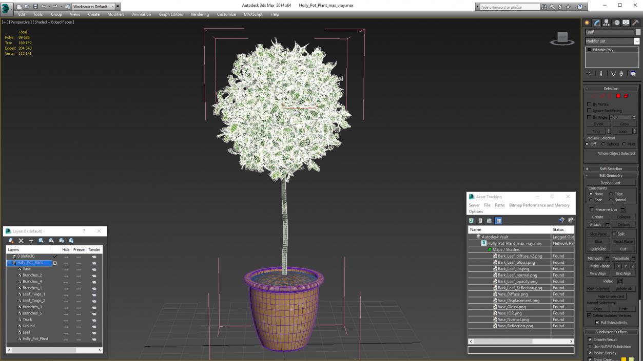 3D model Holly Pot Plant