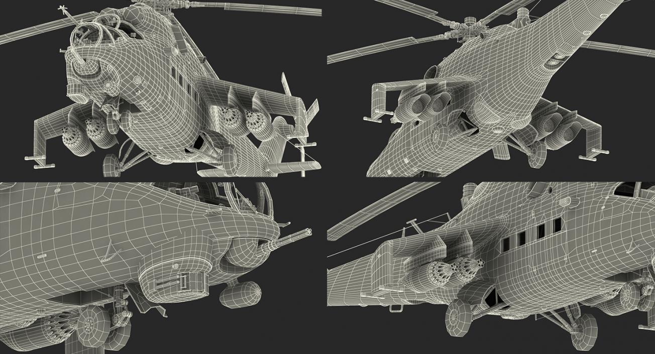 3D Russian Attack Helicopter Mil Mi-24B Rigged model