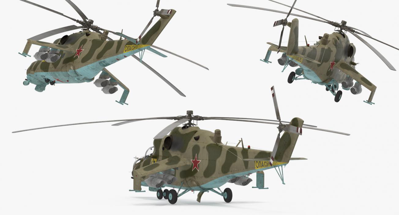 3D Russian Attack Helicopter Mil Mi-24B Rigged model