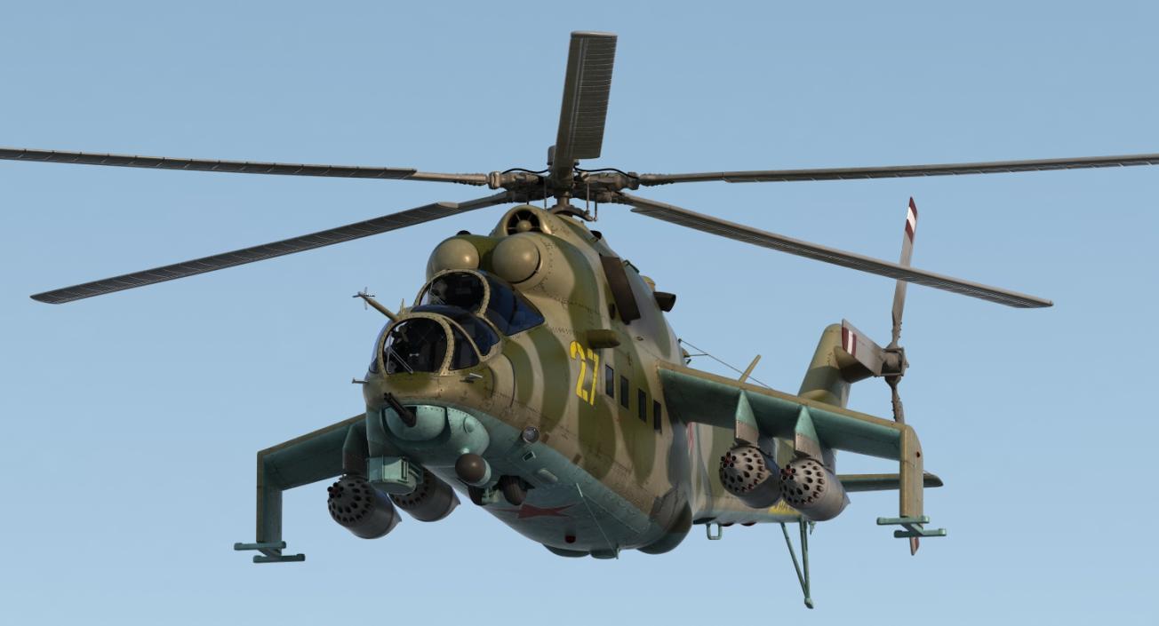 3D Russian Attack Helicopter Mil Mi-24B Rigged model