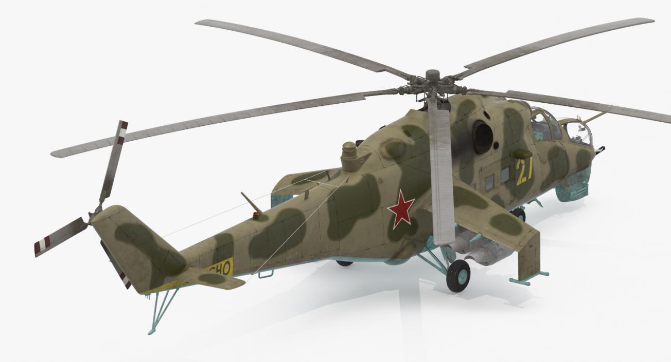 3D Russian Attack Helicopter Mil Mi-24B Rigged model