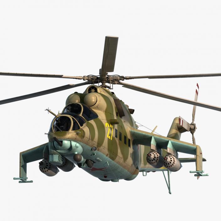 3D Russian Attack Helicopter Mil Mi-24B Rigged model