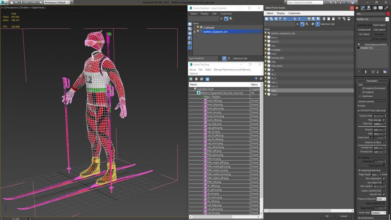 Biathlon Equipment Set 3D