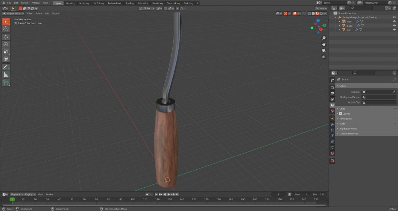 3D Sweep Gouge for Wood Carving model