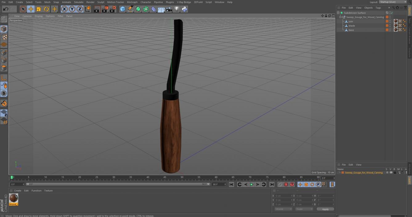 3D Sweep Gouge for Wood Carving model