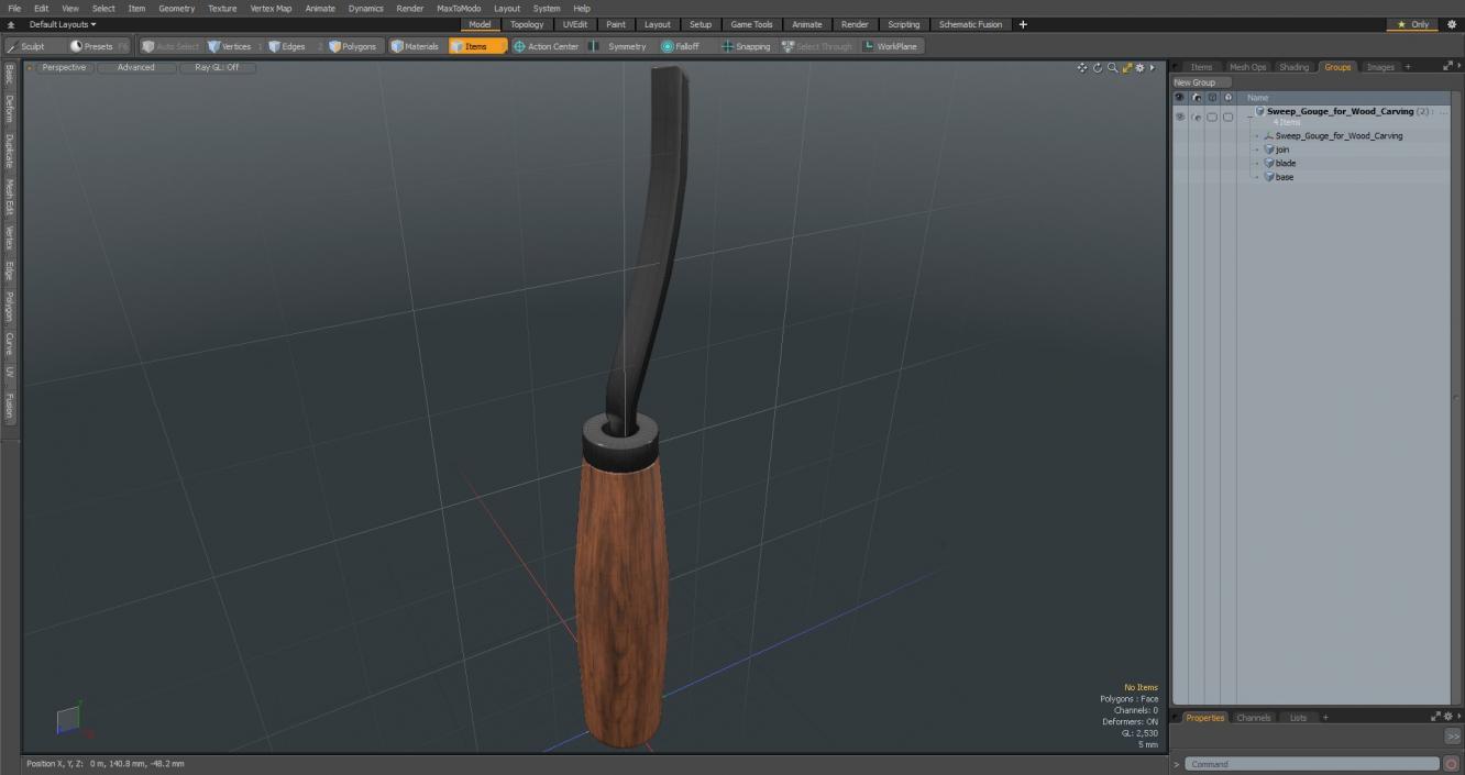 3D Sweep Gouge for Wood Carving model