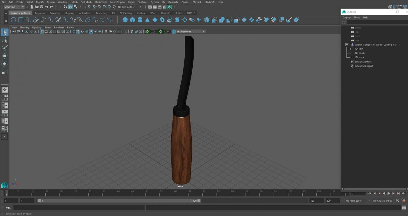 3D Sweep Gouge for Wood Carving model