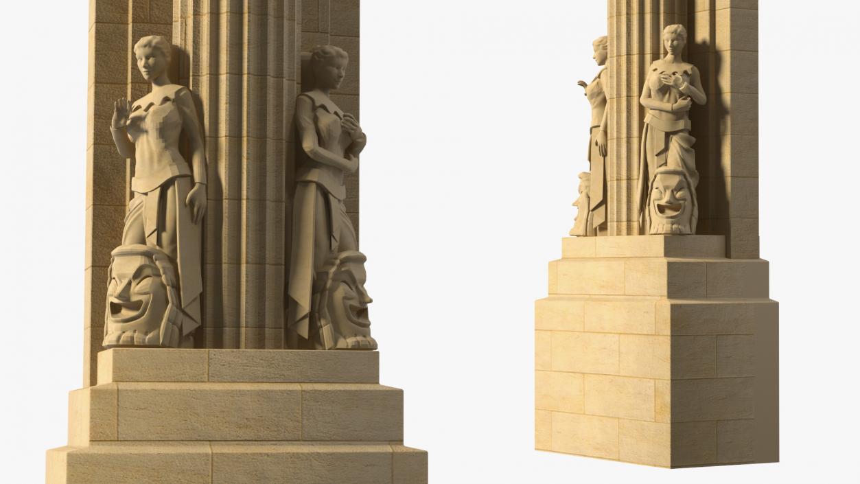 3D Hearst Building Lobby Statues with Column