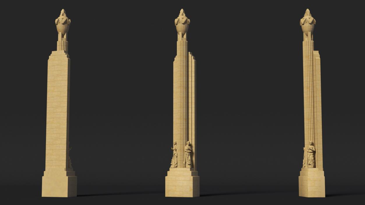 3D Hearst Building Lobby Statues with Column