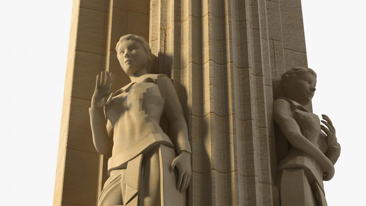 3D Hearst Building Lobby Statues with Column