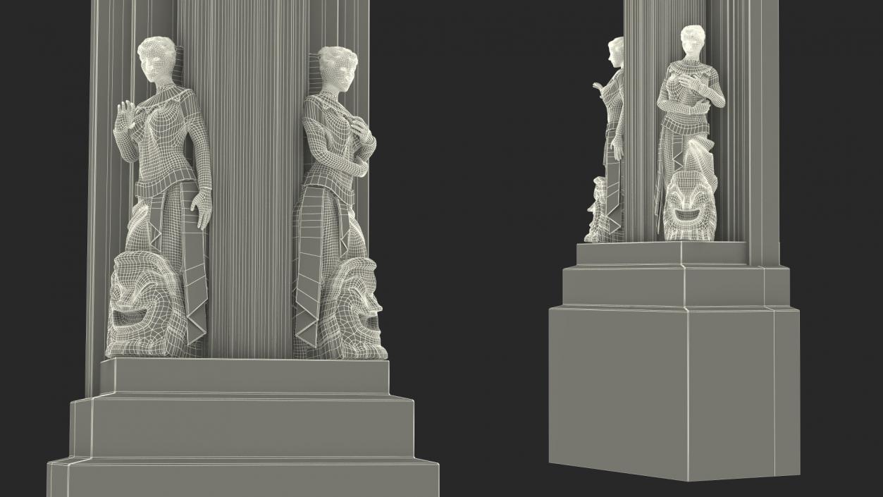 3D Hearst Building Lobby Statues with Column