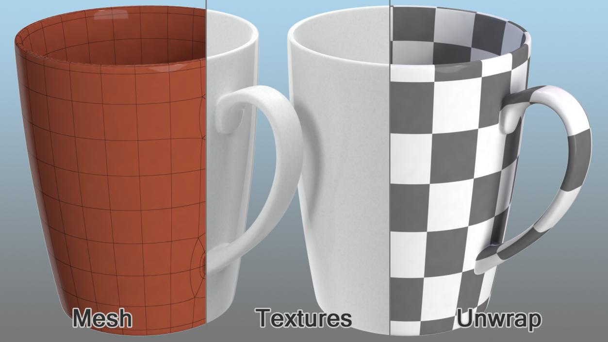 3D Classic Style White Ceramic Mug