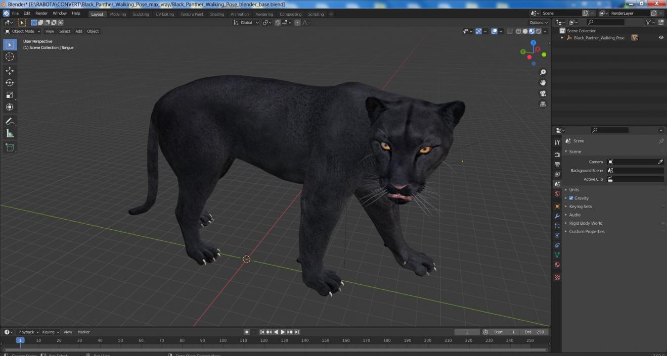 3D Black Panther Walking Pose