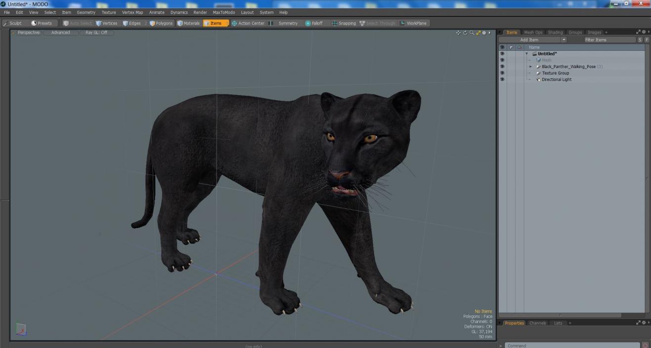 3D Black Panther Walking Pose