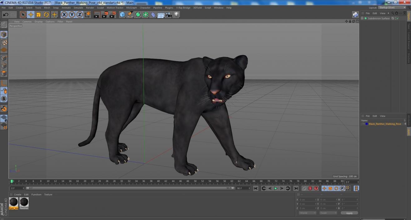 3D Black Panther Walking Pose