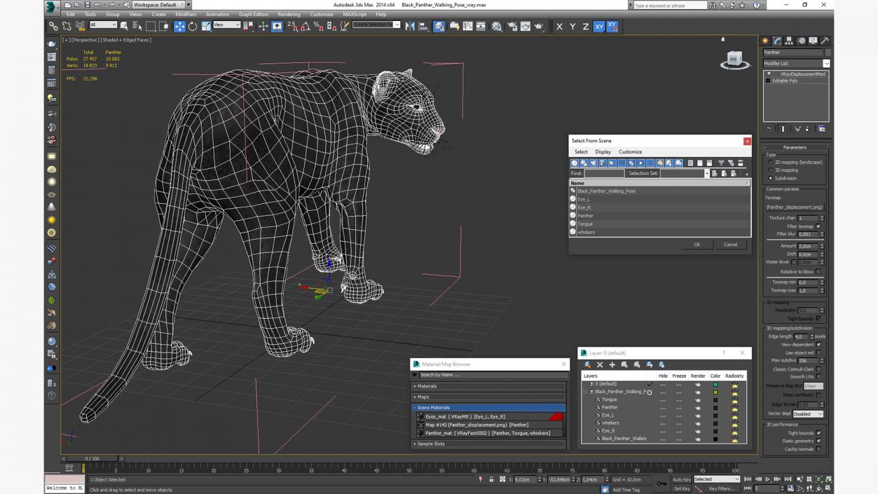 3D Black Panther Walking Pose