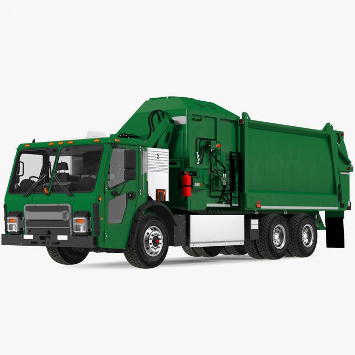 Trash Truck Electric Green Rigged for Maya 3D