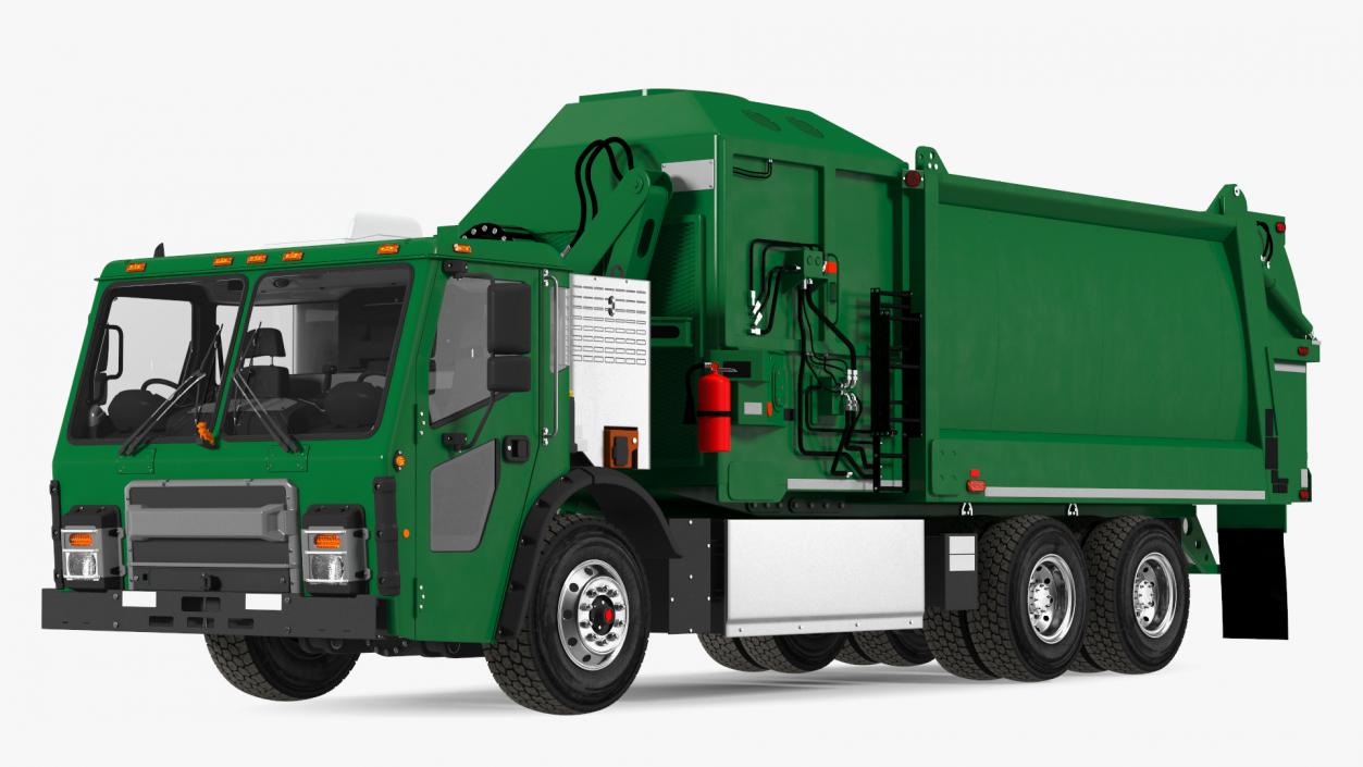 Trash Truck Electric Green Rigged for Maya 3D