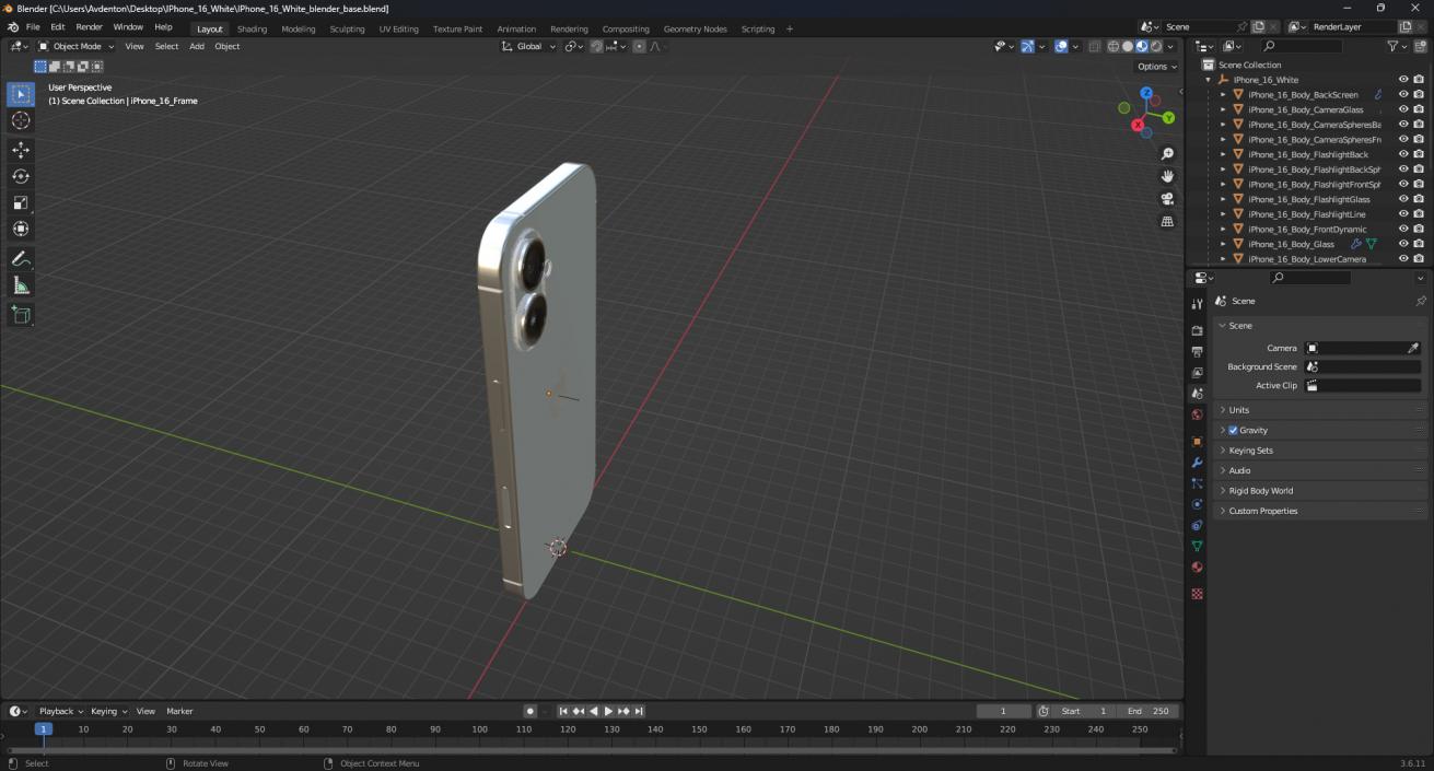 3D model IPhone 16 White