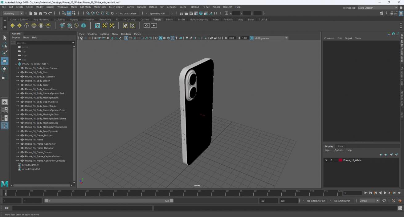 3D model IPhone 16 White