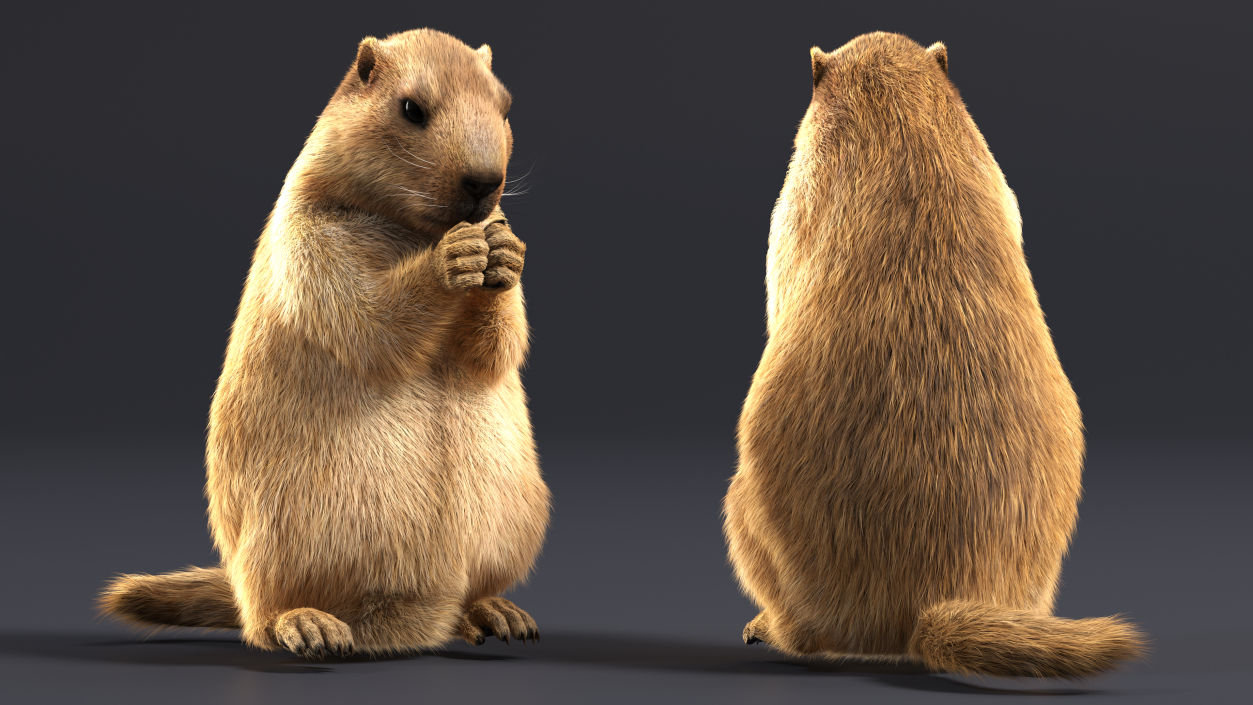 Alpine Marmot Eating Pose Fur 3D model