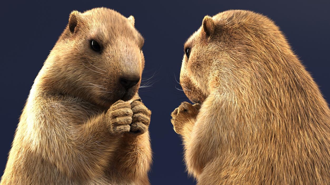 Alpine Marmot Eating Pose Fur 3D model