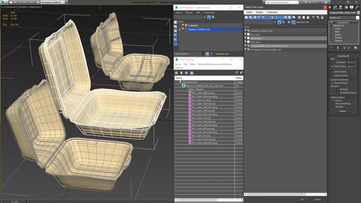 3D Bagasse Container Set