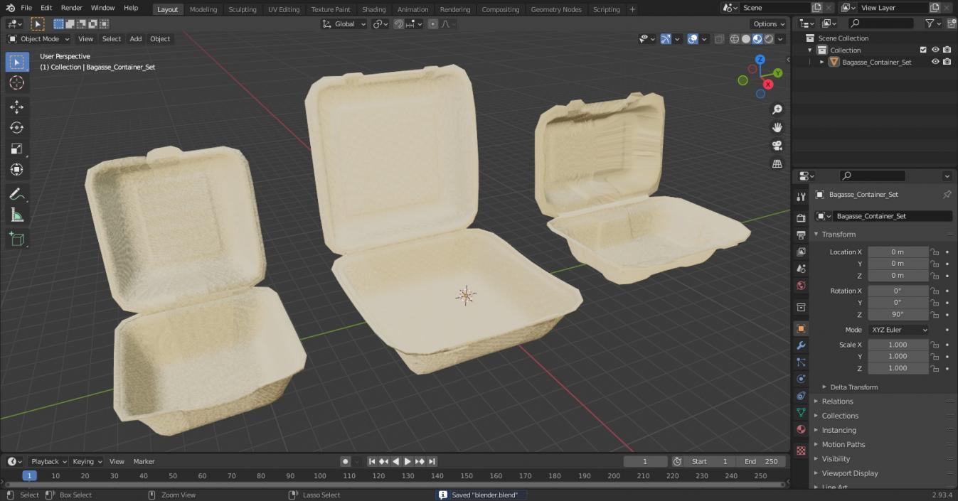 3D Bagasse Container Set