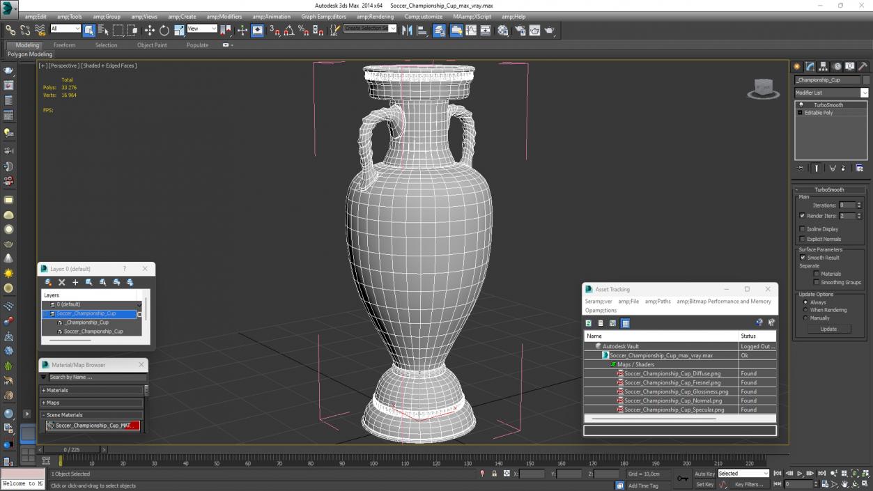 3D Soccer Championship Cup model