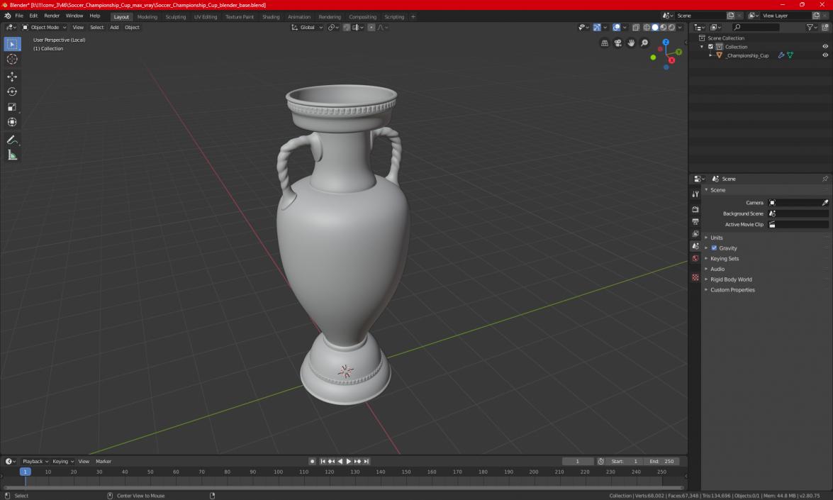 3D Soccer Championship Cup model