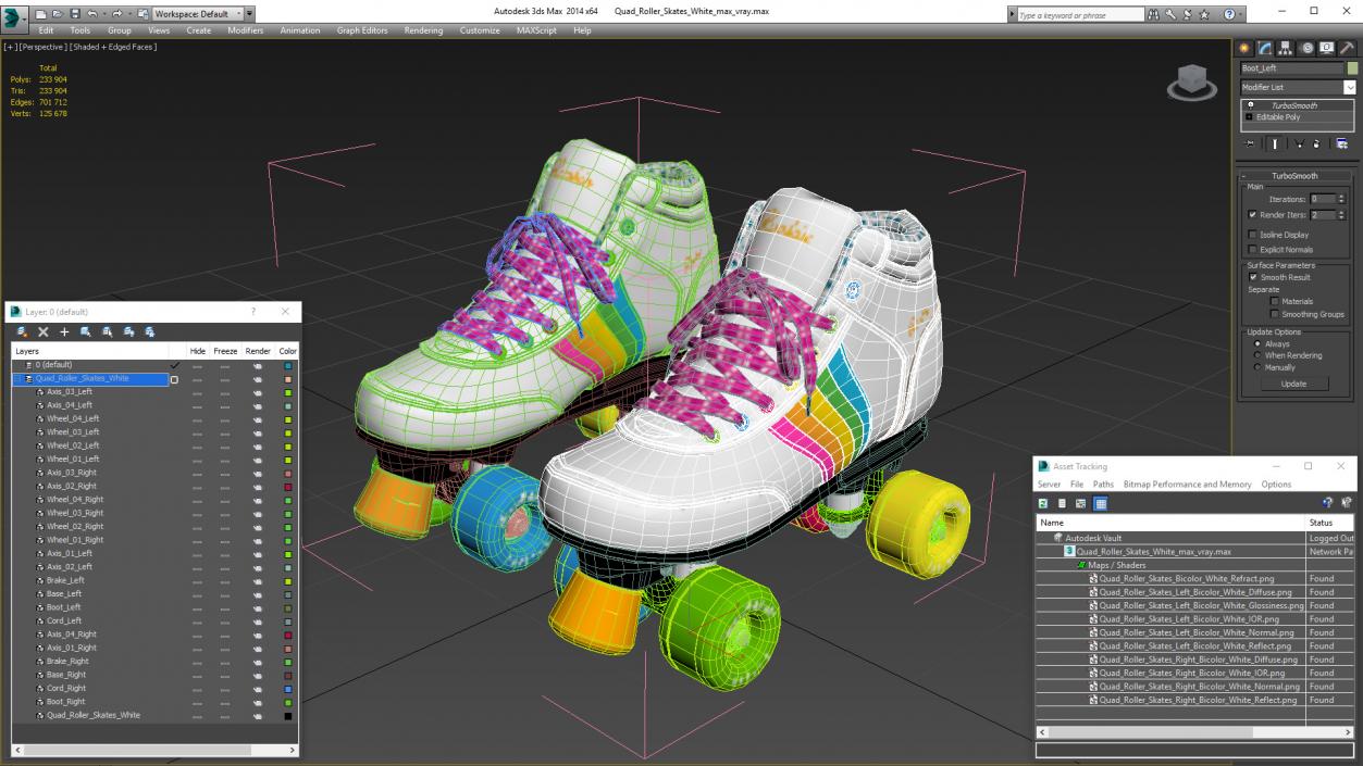 Quad Roller Skates White 3D model