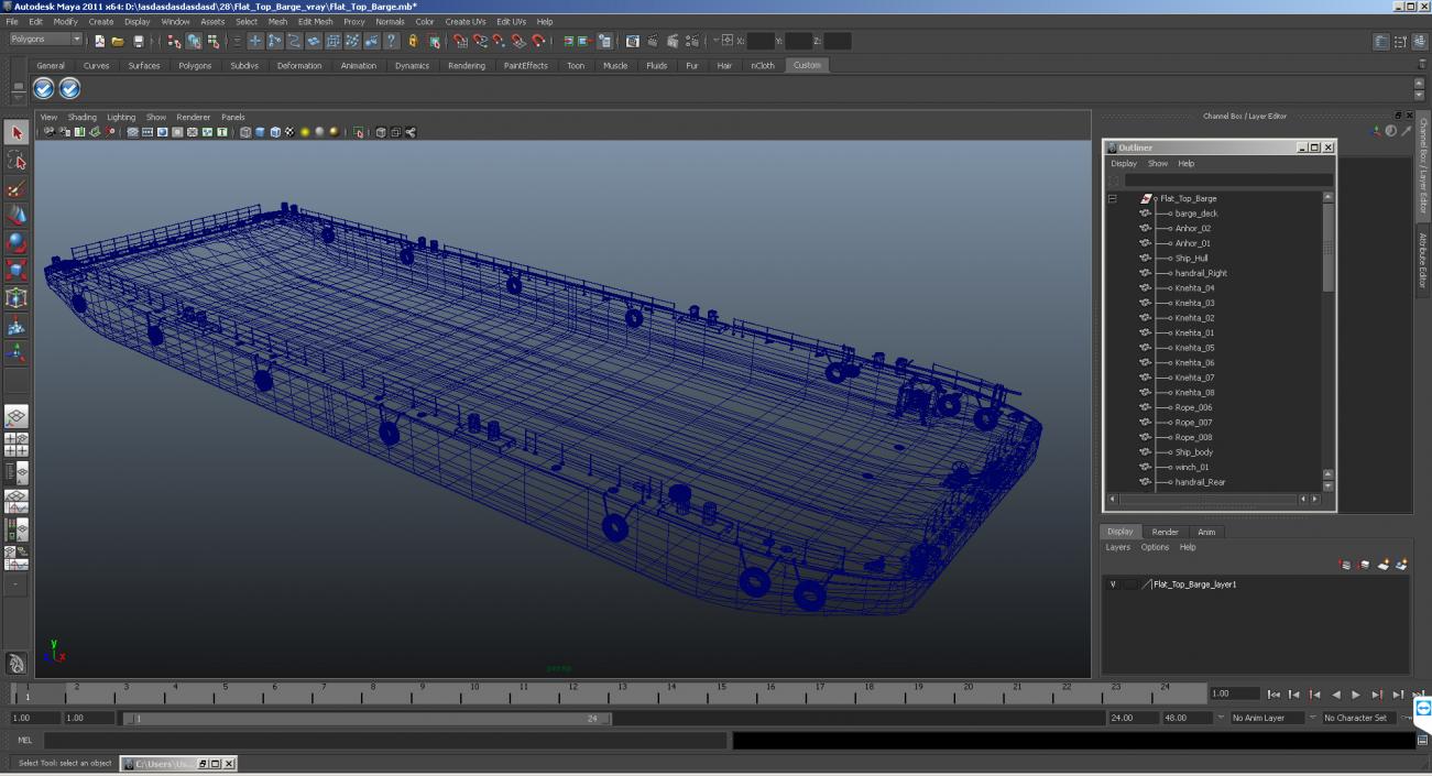 Flat Top Barge 3D model