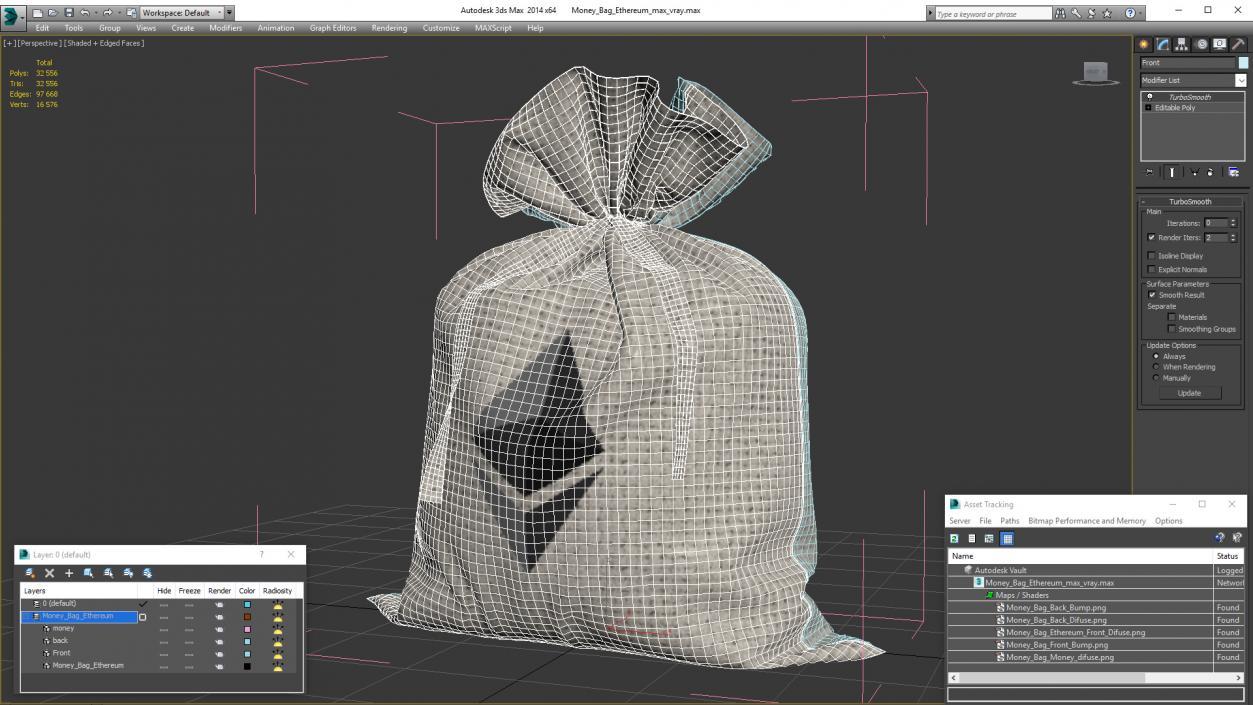 3D Money Bag Ethereum model