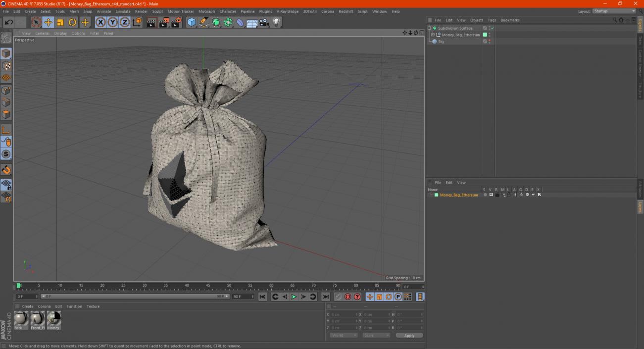 3D Money Bag Ethereum model