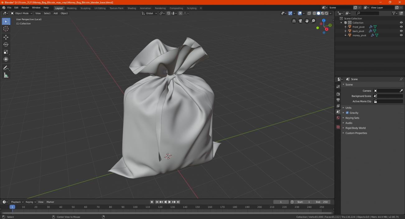 3D Money Bag Ethereum model