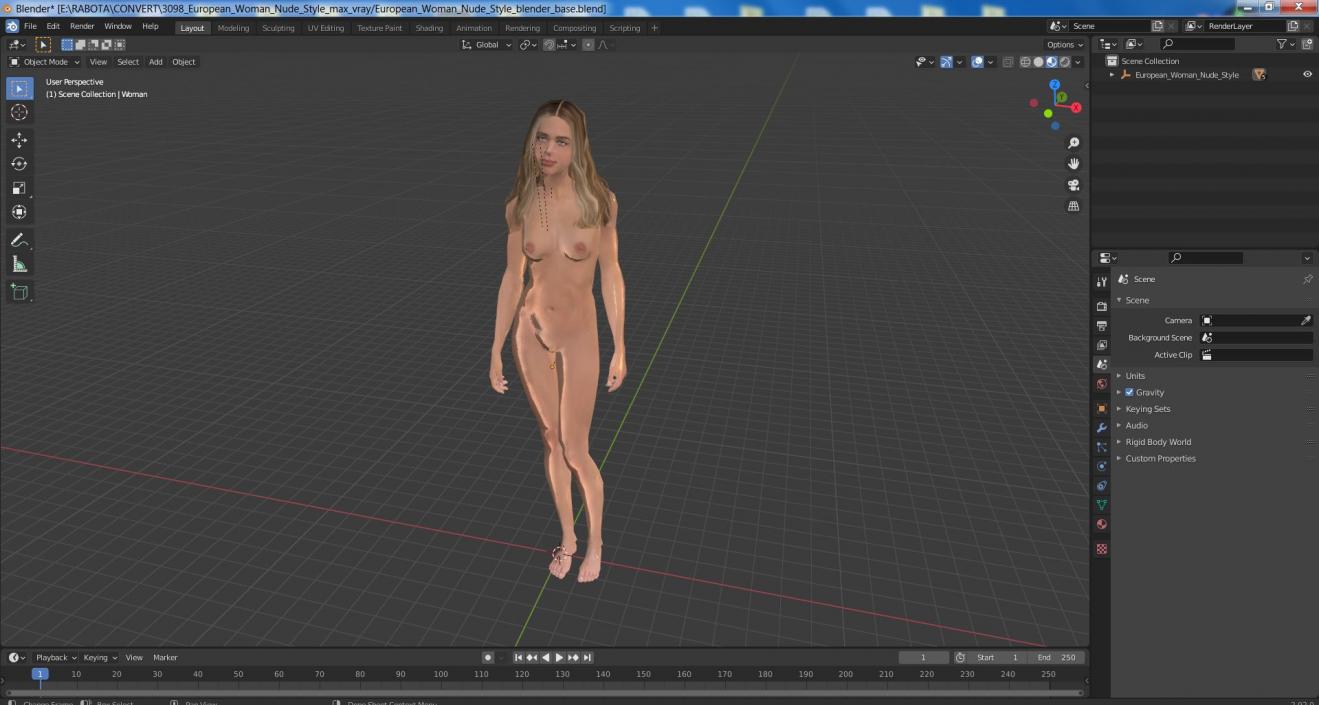 3D model European Woman Nude Style