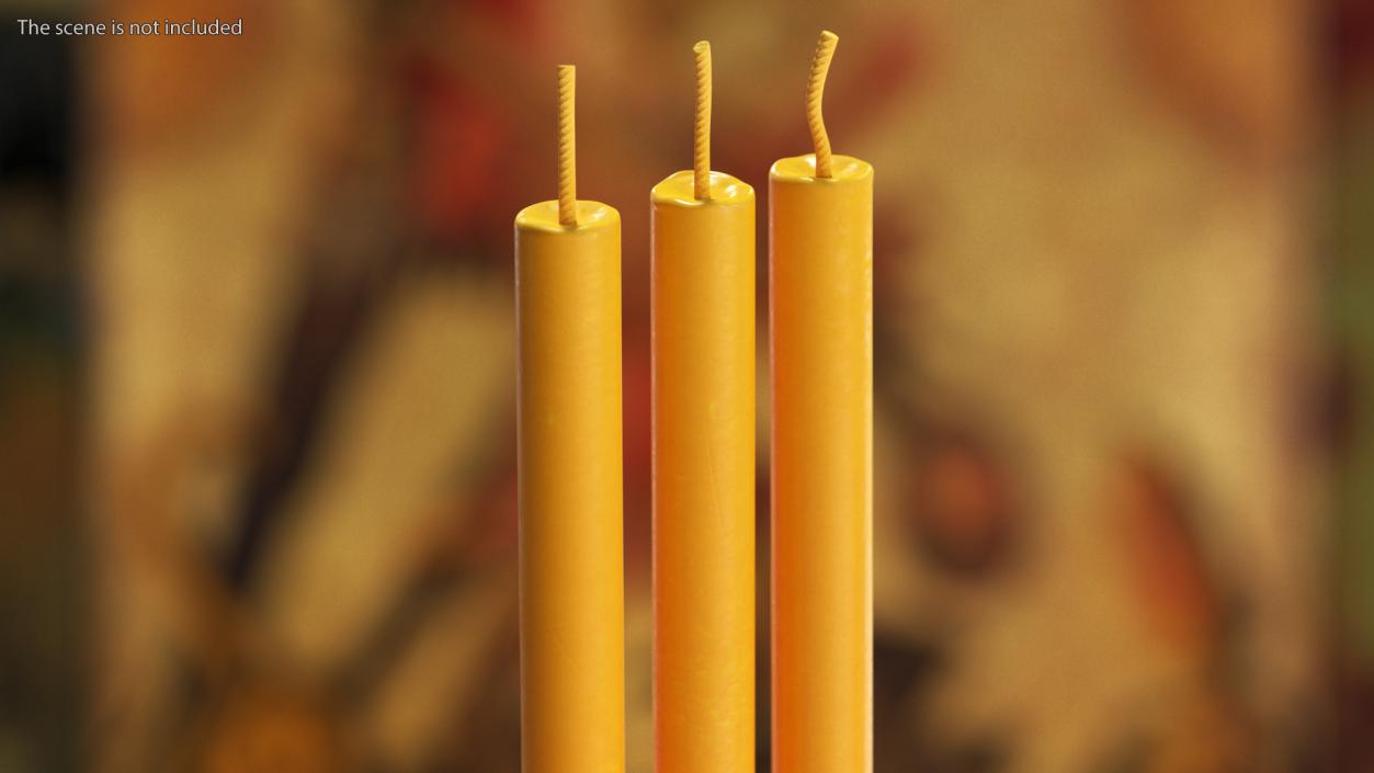 3D Thin Church Wax Candles model