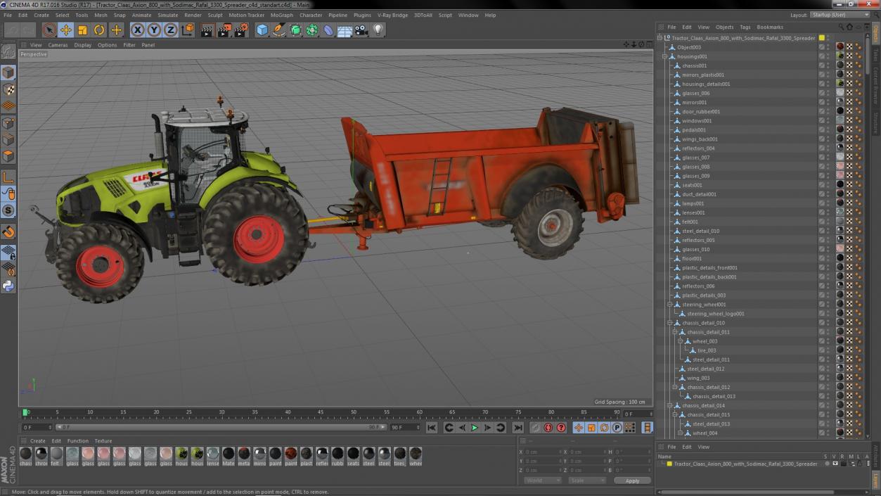 Tractor Claas Axion 800 with Sodimac Rafal 3300 Spreader(1) 3D model