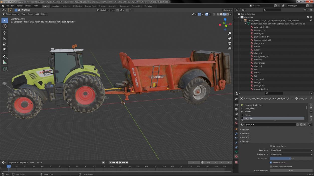 Tractor Claas Axion 800 with Sodimac Rafal 3300 Spreader(1) 3D model