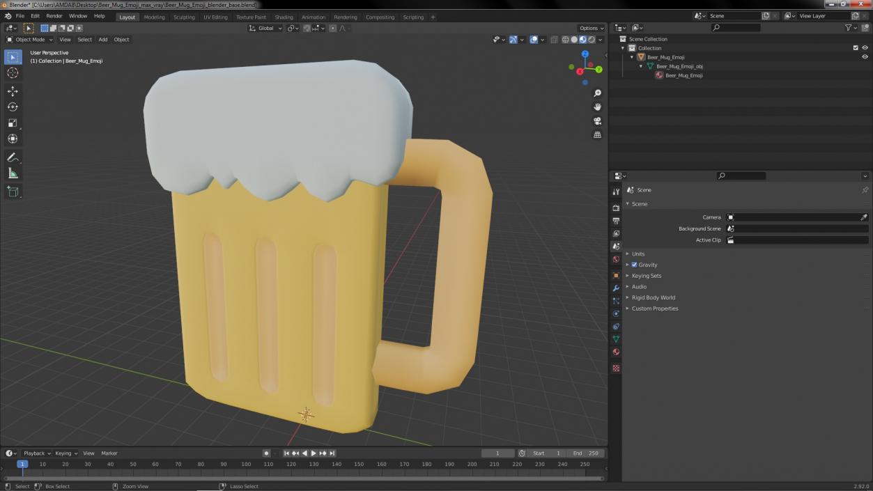 Beer Mug Emoji 3D model