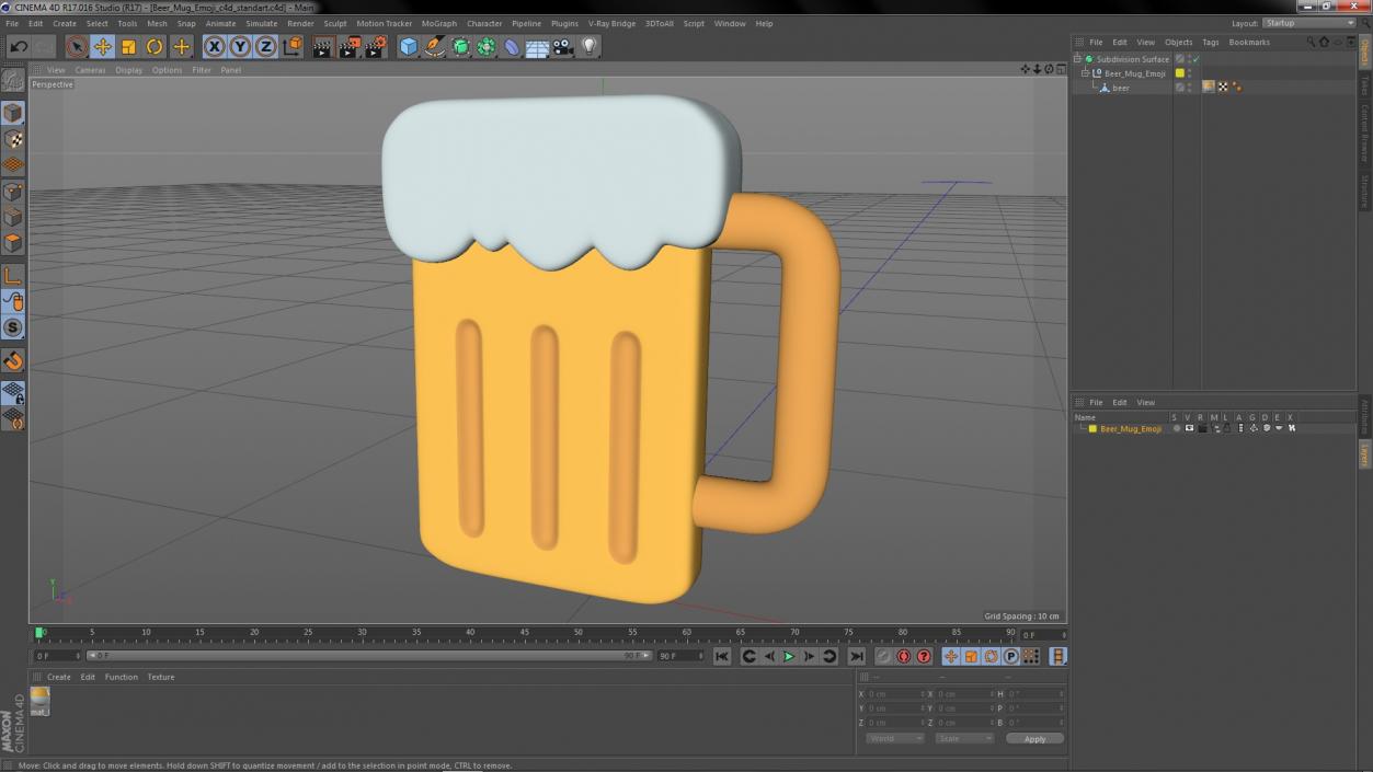 Beer Mug Emoji 3D model