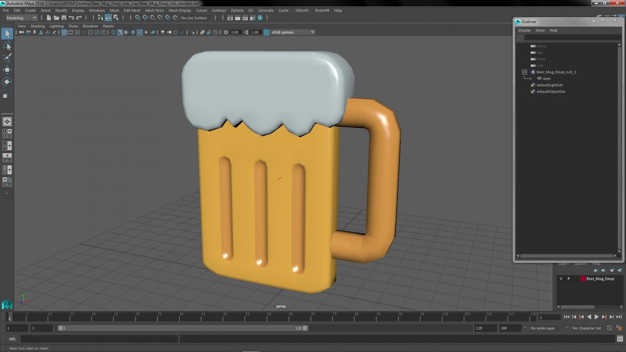 Beer Mug Emoji 3D model