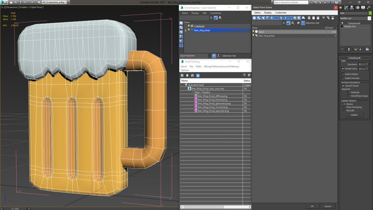 Beer Mug Emoji 3D model